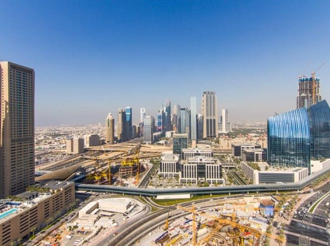 Areal View of Sheikh Zayed Road from Downtown Dubai