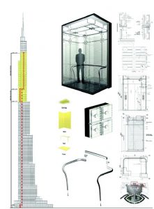 Burj Dubai office elevator rendering