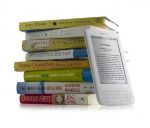 Kindle with books - white