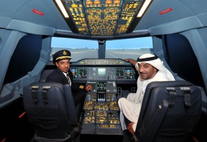 His Highness Sheikh Amhed takes the pilot seat with Capt Moataz Alswaini