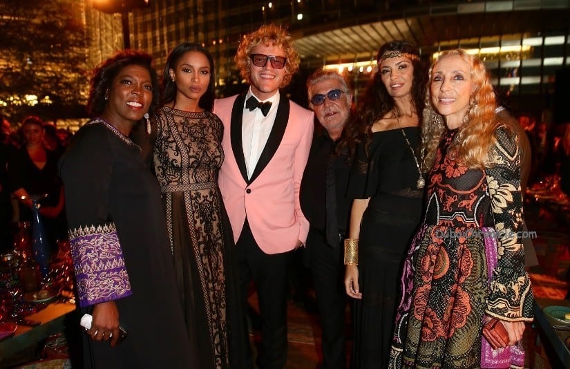 DUBAI, UNITED ARAB EMIRATES - OCTOBER 31:  (L-R) Ertharin Cousine, Ciara, Peter Dundas, Roberto Cavalli, Afef Jnifen and Franca Sozzani attend the Gala Event during the Vogue Fashion Dubai Experience on October 31, 2014 in Dubai, United Arab Emirates.  (Photo by Vittorio Zunino Celotto/Getty Images for Vogue & The Dubai Mall) *** Local Caption *** Ertharin Cousine;Ciara;Peter Dundas;Roberto Cavalli;Afef Jnifen;Franca Sozzani