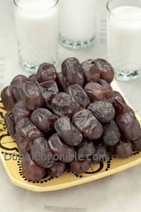 Moroccan dried dates with milk for ramadan