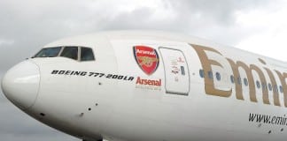 Emirates unveils Arsenal branded plane