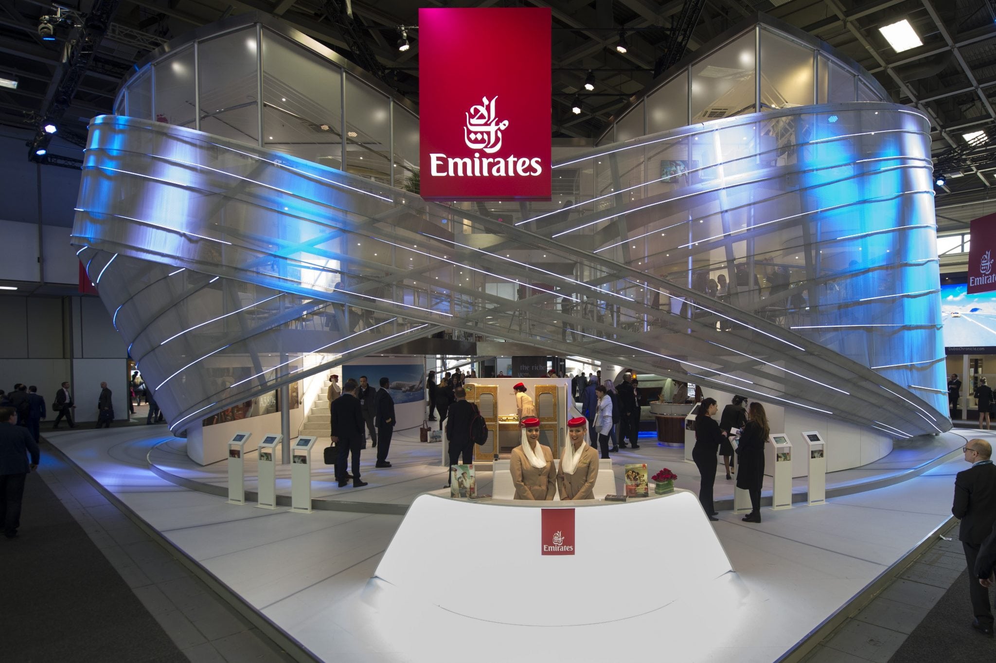 09 MAR 2013, BERLIN/GERMANY: Emirates Airline Stand at the Internationale Tourismus Boerse, ITB, Messe Berlin IMAGE: 20160309-01 KEYWORDS: Internationale Tourismus Börse