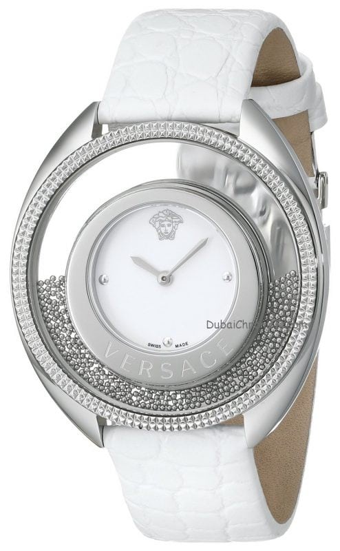 Versace Women's 86Q99D002 S001 Destiny Spirit Stainless Steel Micro-Spheres Watch with White Leather Band