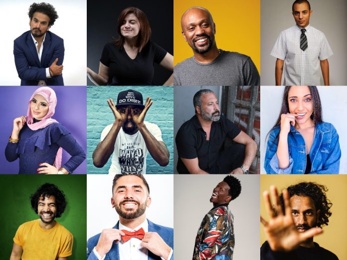 A Collage of Dubai Comedy Festival Artists performing at Madinat Jumeirah