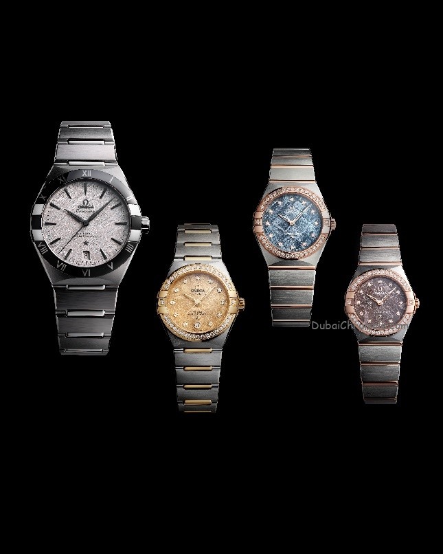 The OMEGA Constellation collection, this year, continues that stellar theme with a new range featuring unique dials created from meteorite.