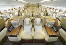 Emirates’ First Retrofitted 777 Aircraft Featuring its Latest Cabin Interiors Takes Off to Geneva The first Emirates Boeing 777 with a nose-to-tail cabin refresh sporting a new look has rolled into service